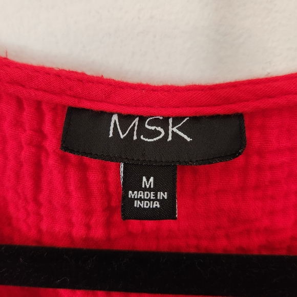 MSK Red Midi Dress 100% Cotton Size M - Picture 3 of 7